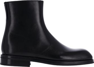 Christophe Lemaire Black Smooth Leather Square-Toe Ankle Boots