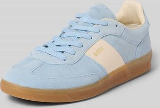 HUGO BOSS Low Top Sneaker aus echtem Rindsleder Modell BRENTA_TENN in Hellblau, Gr&ouml;&szlig;e 36