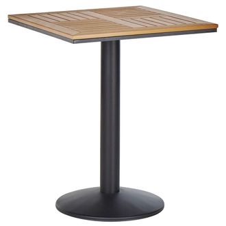 Beliani Mesa De Centro Balc&oacute;n Tablero De Madera Clara 60 X 60 Cm Base De Metal Negro R&uacute;stico Moderno Palmi