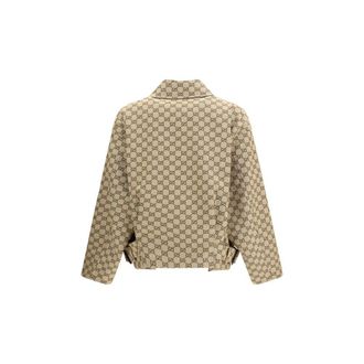 Gucci Womens Beige Cotton Bomber Clothing