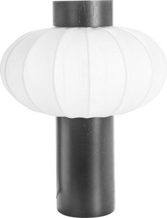 Beliani Table Lamp Black Metal Iron Nylon Shade Rubberwood Living Room Bedroom Modern Contemporary ABENS