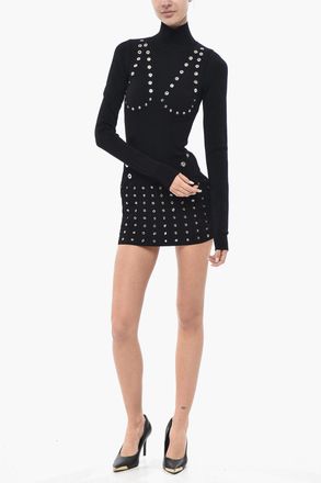 Off-white Minidress EYELETS in Maglia Stretch Off-White