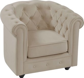 Vente-Unique Sill&oacute;n de terciopelo beige CHESTERFIELD