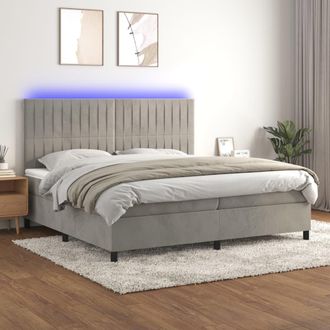 vidaXL Vidaxl - Cama Box Spring Colch&oacute;n Y Led Terciopelo Gris Claro 200x200 Cm
