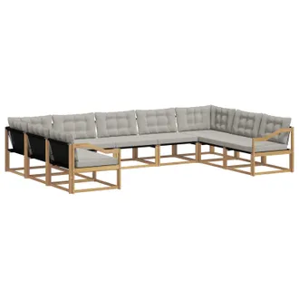 vidaXL Set Di Divani Da Esterno 9 Pz Bianco E Grigio Chiaro Vidaxl