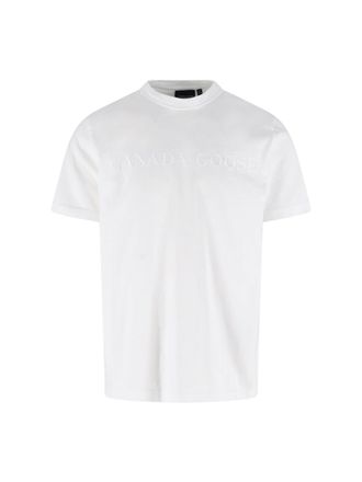Canada Goose White Plain Embossed Cotton Logo T-shirt