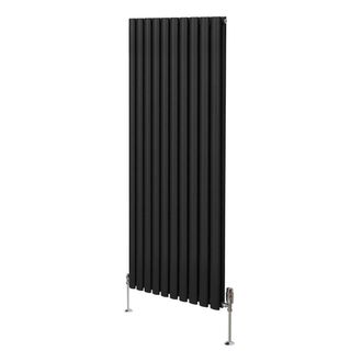 MonsterShop Oval Column Radiator & Valves - 1600mm x 600mm - Black