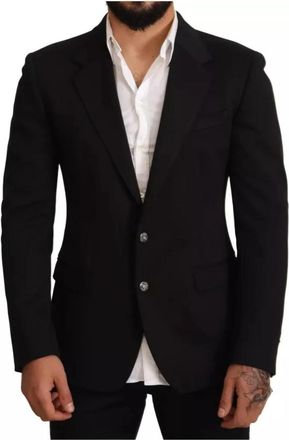 Dolce & Gabbana Zwarte Slim Fit Blazer Jas - Heren - Blazers - Zwart - S - Katoen - Jassen