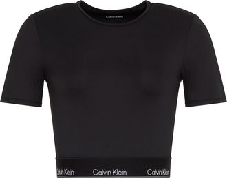 Calvin Klein Slim fit cropped T-shirt voor dames (Zwart)