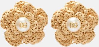 Dolce & Gabbana DG raffia-effect clip-on earrings