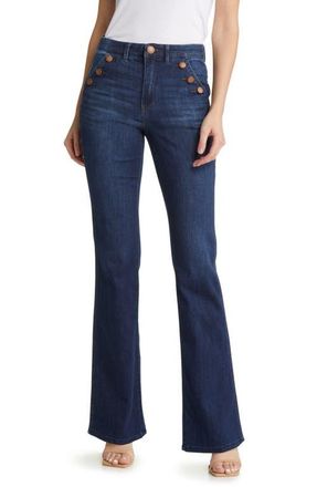 Wit & Wisdom AbSolution Button Trim Flare Jeans in Indigo at Nordstrom, Size 00 P