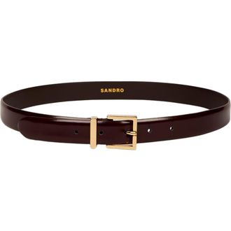 Sandro Smooth leather belt metal buckle in Bordeaux at Nordstrom, Size Small