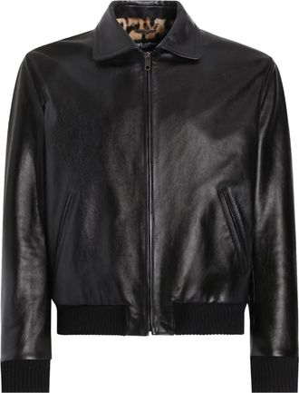 Dolce & Gabbana Bomber in pelle con zip - Nero