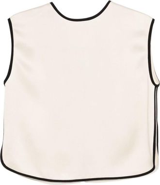 Forte_Forte Forte_Forte Light Beige Sleeveless Top With Contrast Trim