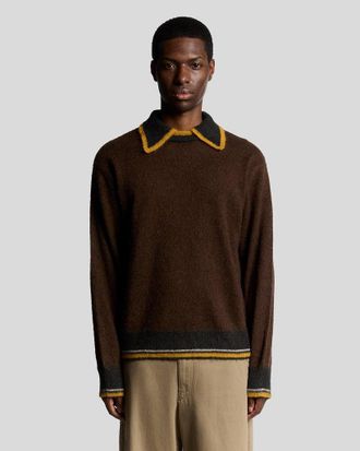 Lyle & Scott wolmix kraagtrui - Geel
