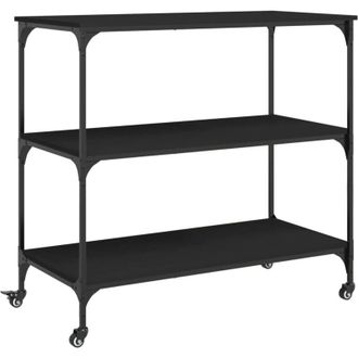 vidaXL Carrito De Cocina Madera De Ingenier&iacute;a Negro 102x50x95 Cm Vidaxl
