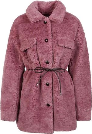 Molliolli Shirt-collar Belted Coat - Dames - Jassen - Roze - S - Leer - Jassen