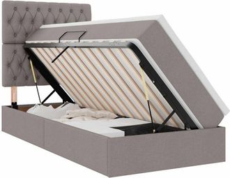 vidaXL Storage Bed with Mattress Taupe 100 x 200 cm Polyester vidaXL