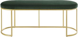 Maisons du monde Banco de terciopelo verde y metal dorado