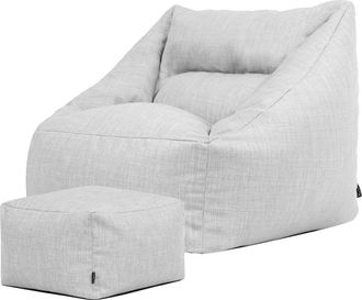 Icon Brand Puf sill&oacute;n y reposapi&eacute;s cuadrado interior/exterior en tejido gris
