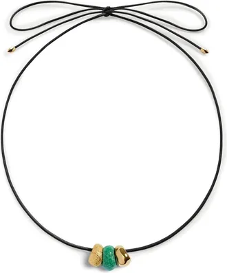 Monica Vinader Antica Gemstone Cord Necklace in 18K Gold Vermeil/green Adv at Nordstrom