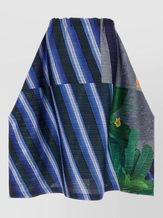 Pleats Please Issey Miyake city collage skirt elastic waistband stripes