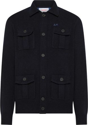 Sun 68 Cardigan - Heren - Vesten - Blauw - 2XL - Wol - Truien & Vesten