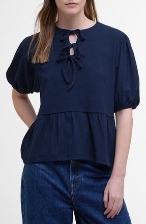 Barbour Louise Peplum Shirt in Navy at Nordstrom Rack, Size 14 Us / 18 Uk