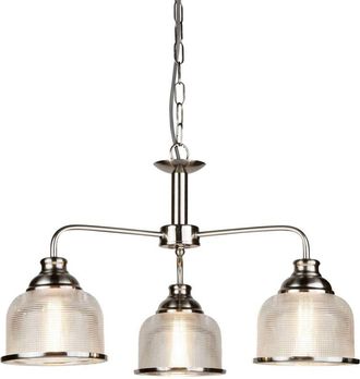 Searchlight Bistro Ii, plafoniera 3 fuochi, argento satinato, vetro alofano argento satinato