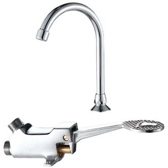 OEM Grifo De Agua Fr&iacute;a Y Caliente Accionado Con El Pie, Con Cuerpo De V&aacute;lvula Peque&ntilde;o Y Dos Mangueras De Suministro De 0,8 M, Apto Para Hospitales -crezuo