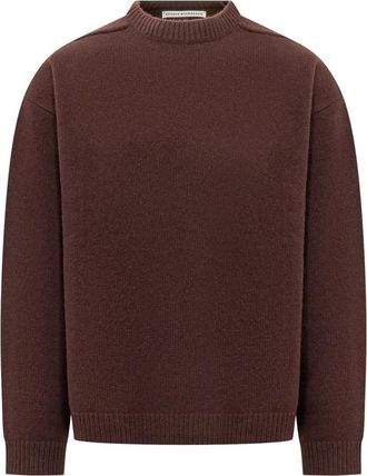 STUDIO NICHOLSON Hemyl 5GG Guernsey Trui - Heren - Ronde hals truien - Bruin - XS - Wol - Truien & Vesten