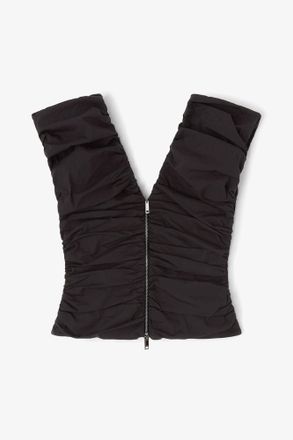 Ganni Black Ruched Top - Size 2 Organic Cotton