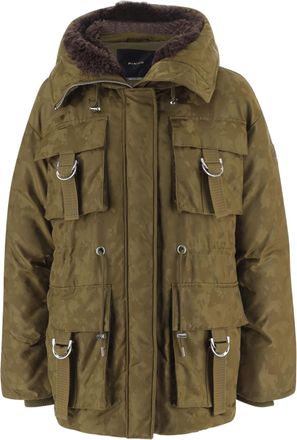 Pinko Camouflage Faux Fur Collar Down Jacket