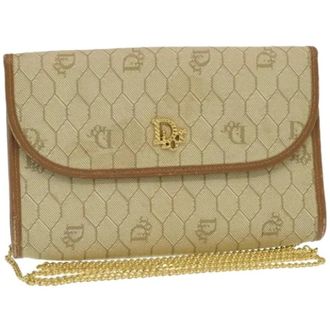 Dior Pre-owned Cross Body Bags, female, Beige, Size: ONE SIZE Pre-owned Vintage Canvas Shoulder Bag