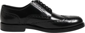 Dolce & Gabbana Black Leather Derby Wingtip Formal Mens Shoes