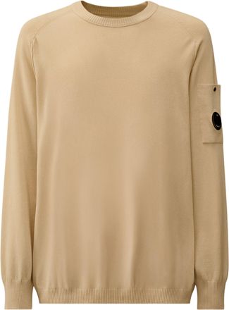 C.P. Company Cotton Crepe Crewneck Knitwear with Lens Detail