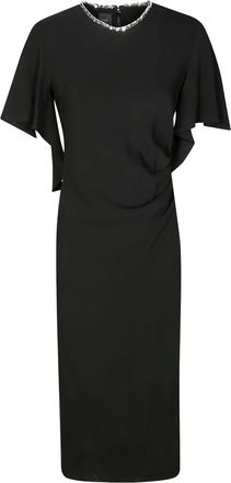 Pinko Scopone midi-jurk met verfraaide kraag - Zwart