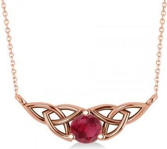 Allurez Celtic Round Ruby Pendant Necklace 14k Rose Gold (0.60ct)