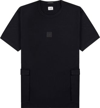 C.P. Company Metropolis Cargo Pocket Logo Black Cotton T-Shirt Size L