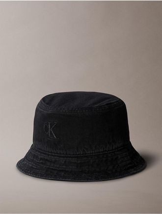 Calvin Klein Jeans Calvin Klein Mens Monogram Denim Bucket Hat - Black - OS