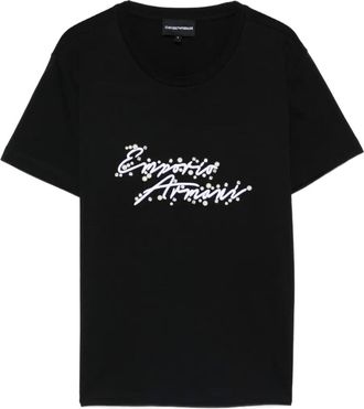 Emporio Armani embellished T-shirt - women - Cotton - S - Black
