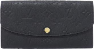 Louis Vuitton Black Leather Long Wallet (Bi-Fold) (Pre-Owned)