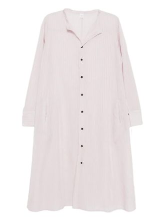 Yohji Yamamoto stripe-patterned raw-edge shirt dress - women - Celluloid - 2 - Pink