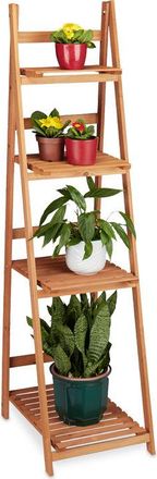 Relaxdays Relaxdays - Estantería Escalera para Plantas de Interior, Madera, Marrón, 161 x 41 x 50 cm