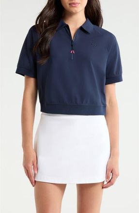 G/Fore Cropped Stretch Scuba Quarter Zip Polo in Twilight at Nordstrom, Size X-Large