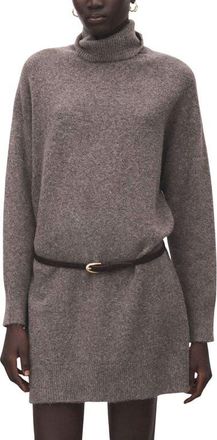 Mango Turtleneck Long Sleeve Dress in Medium Brown at Nordstrom, Size 4