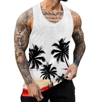 Generic Mens Tank Top Hawaii Sleeveless Tank Top Muscle Shirt Muscle Shirt Funky 3D Tropical Print Tank Tops Casual Beach Summer Holiday Party Vest Lightweigh