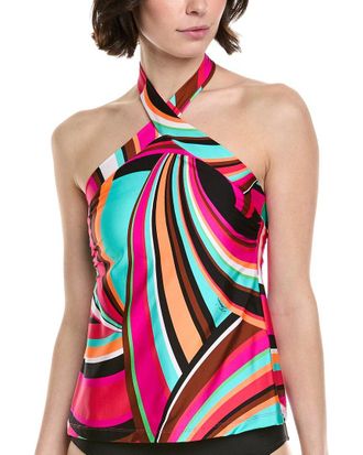 Trina Turk Swoop Hi-Neck Reversible Tankini
