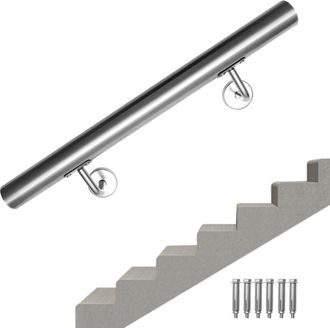 Vingo SWANEW Corrimano in acciaio inox V2A per scale - Supporto a parete, scelta 160 cm