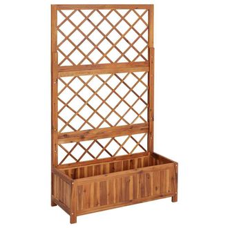 Berkfield Home Raised Bed with Trellis 85x38x150 cm Solid Acacia Wood in Brown | Size: 85 x 38 x 150 cm